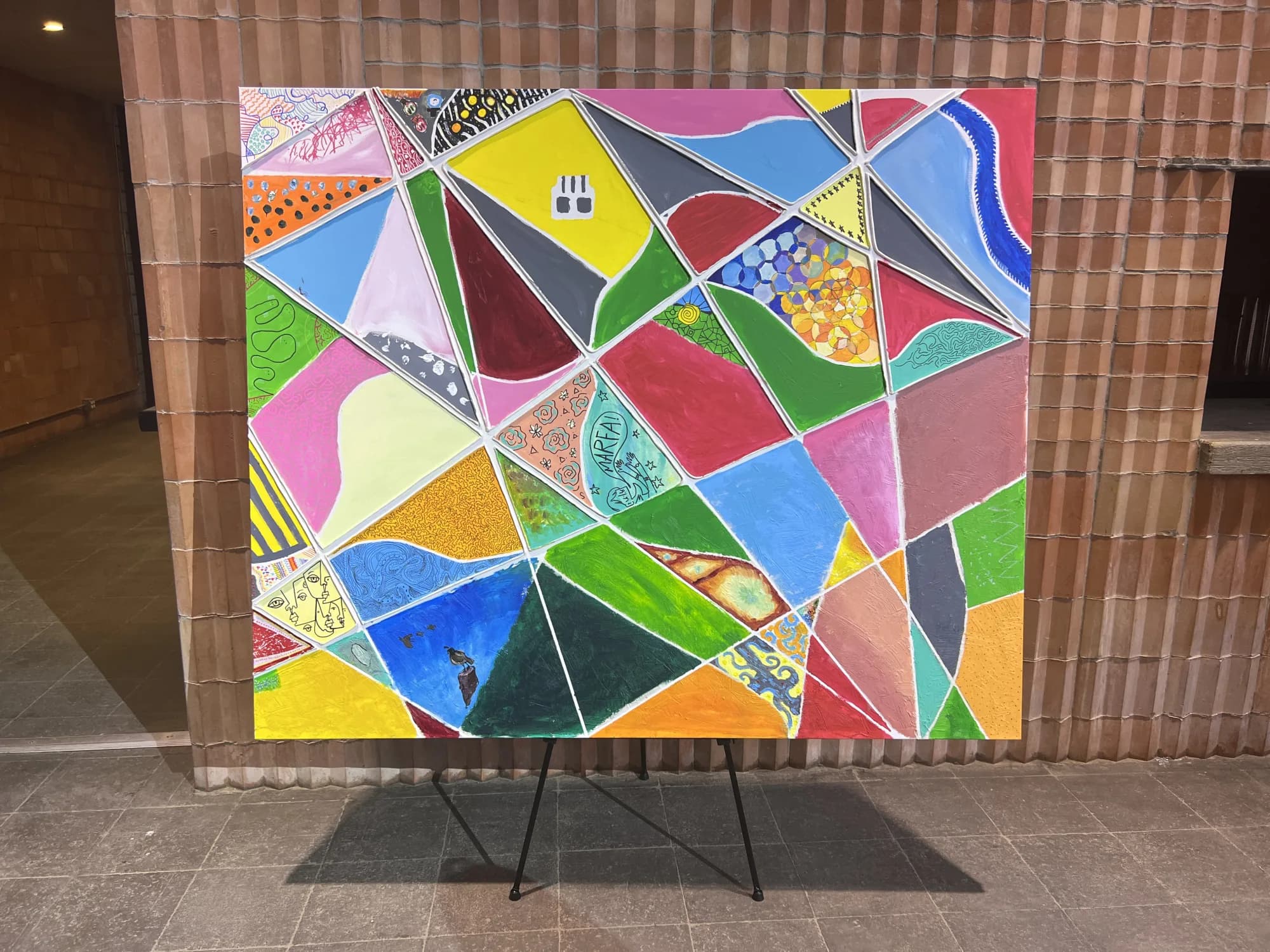The completed Creativity Corner canvas on its stand