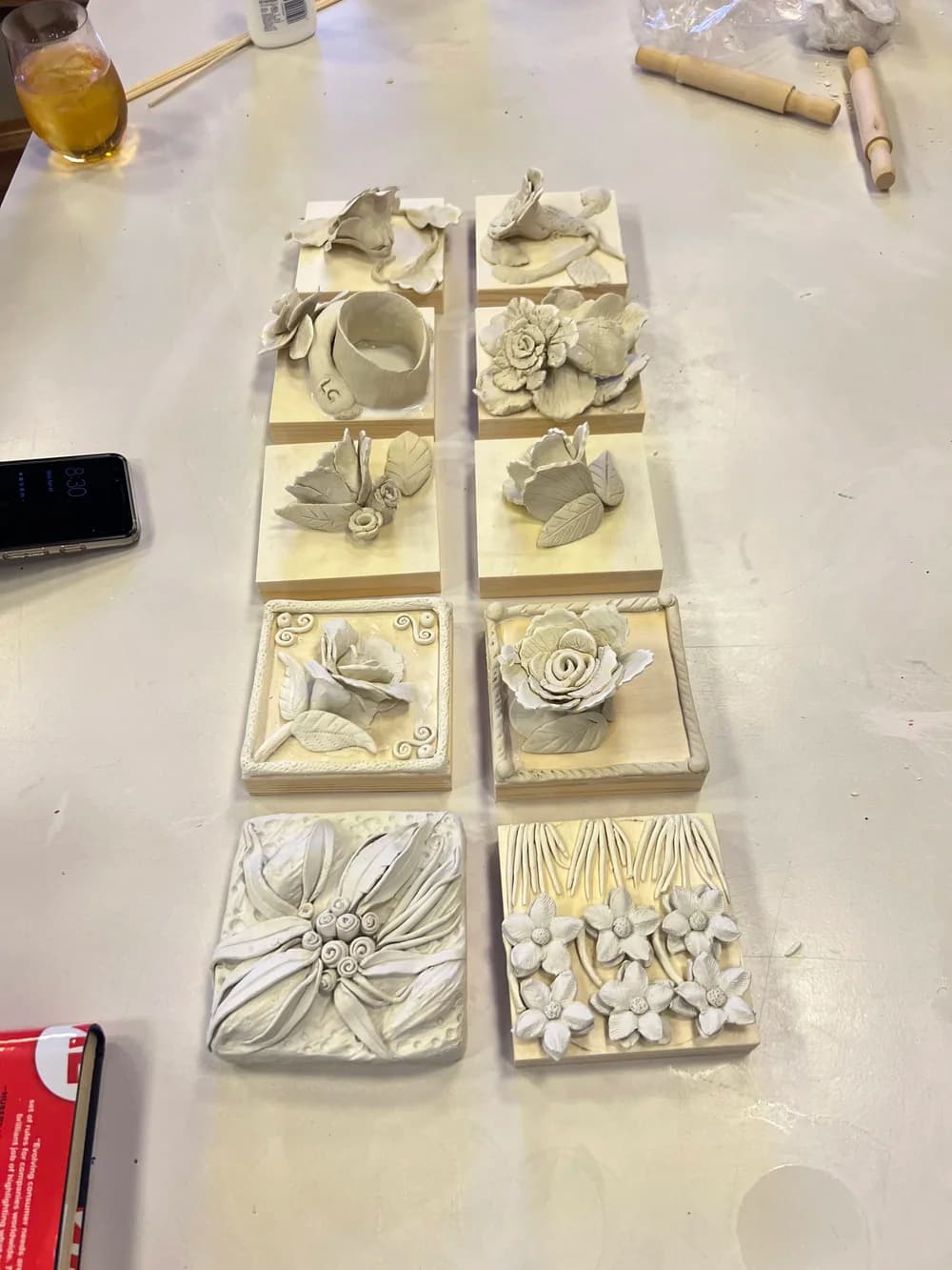 Clay forms made during the evening