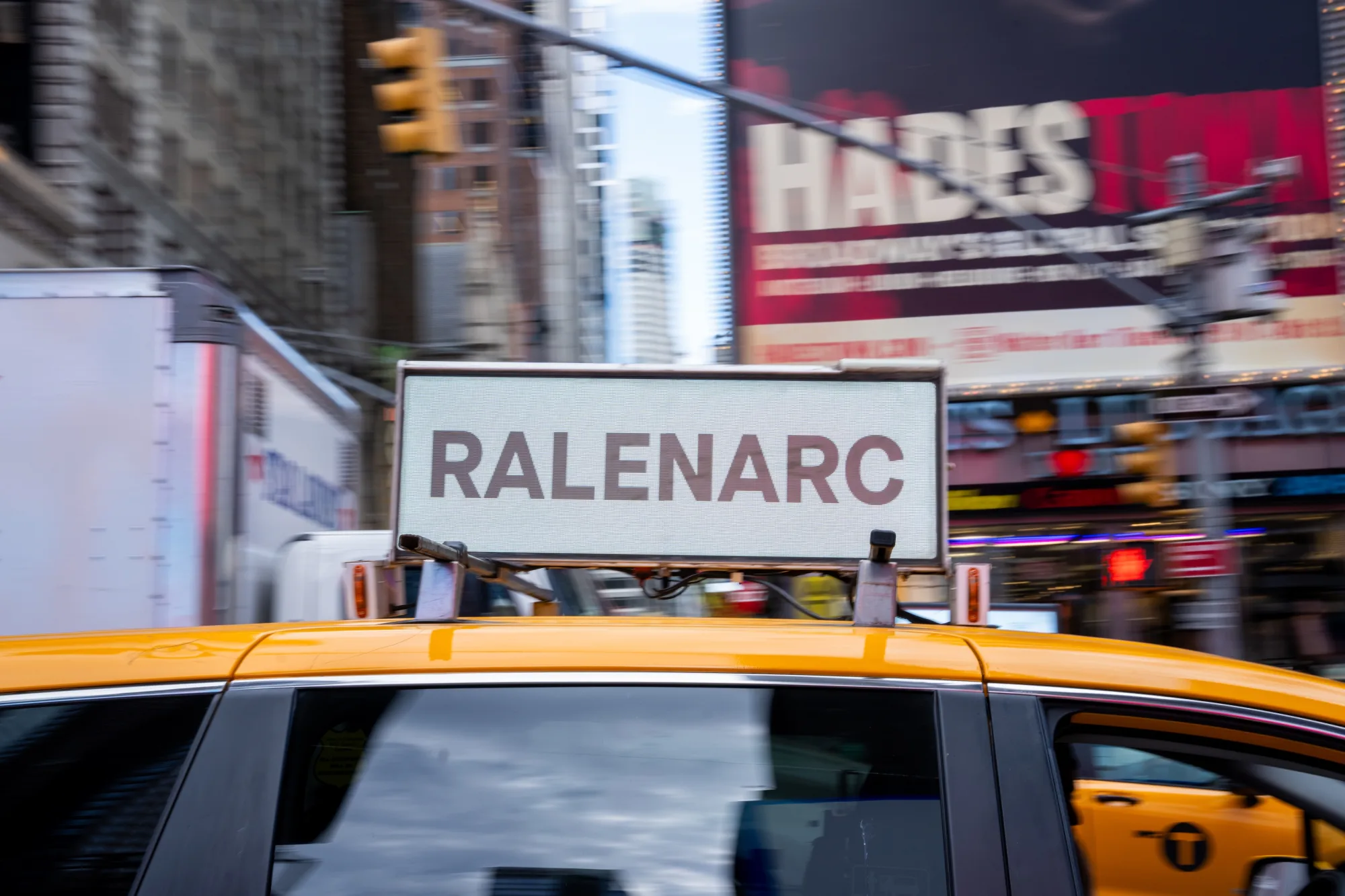 RalenArc on a taxi rooftop display in Times Square