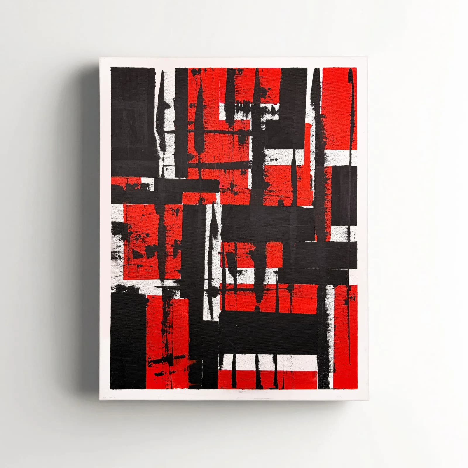 Red Grid, Acrylic on canvas